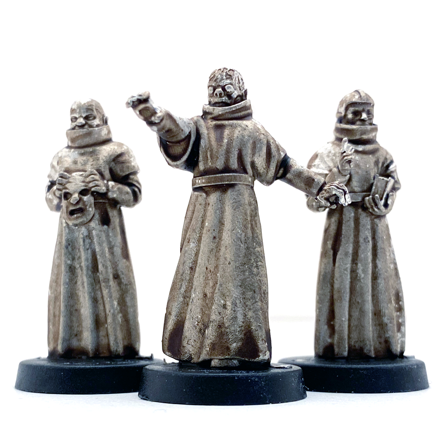 Unpainted 28mm miniatures of Star Schlock's mutant overlords.
