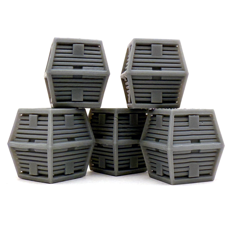 Cargo crate miniatures for use in the Star Schlock tabletop miniatures wargame.