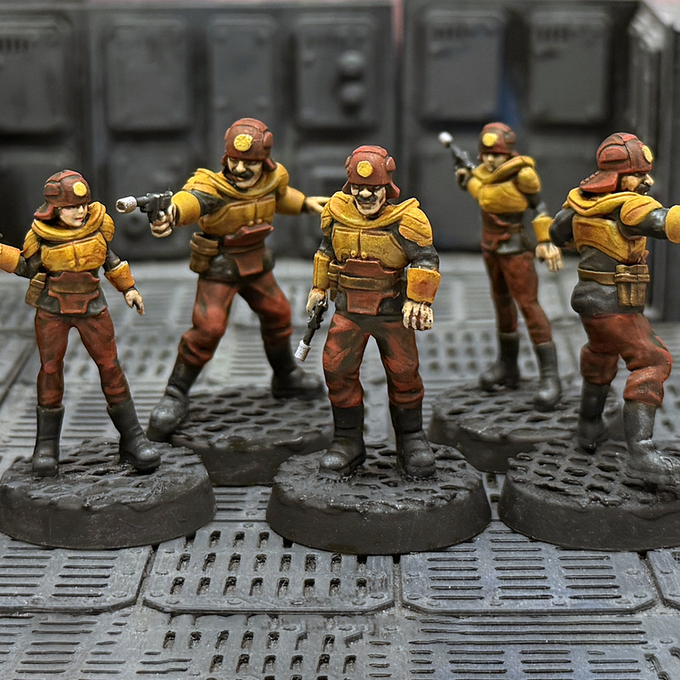 Painted 28mm sci-fi miniatures of Star Schlock's draconian Viper Legion.