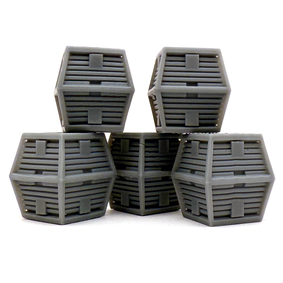 Cargo crate miniatures for use in the Star Schlock tabletop miniatures wargame.