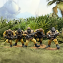 Painted 28mm miniatures of Star Schlock's sci-fi space ape infantry, the Gorilla Grunts.